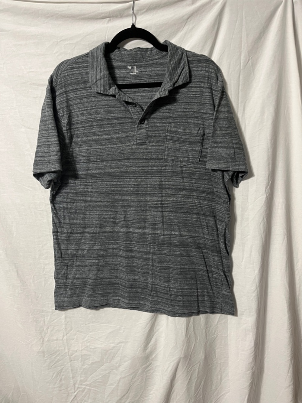GAP Men's Heathered Gray Striped Polo